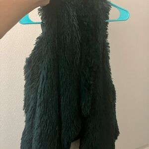 Jolt Dark Green Faux Fur Vest
